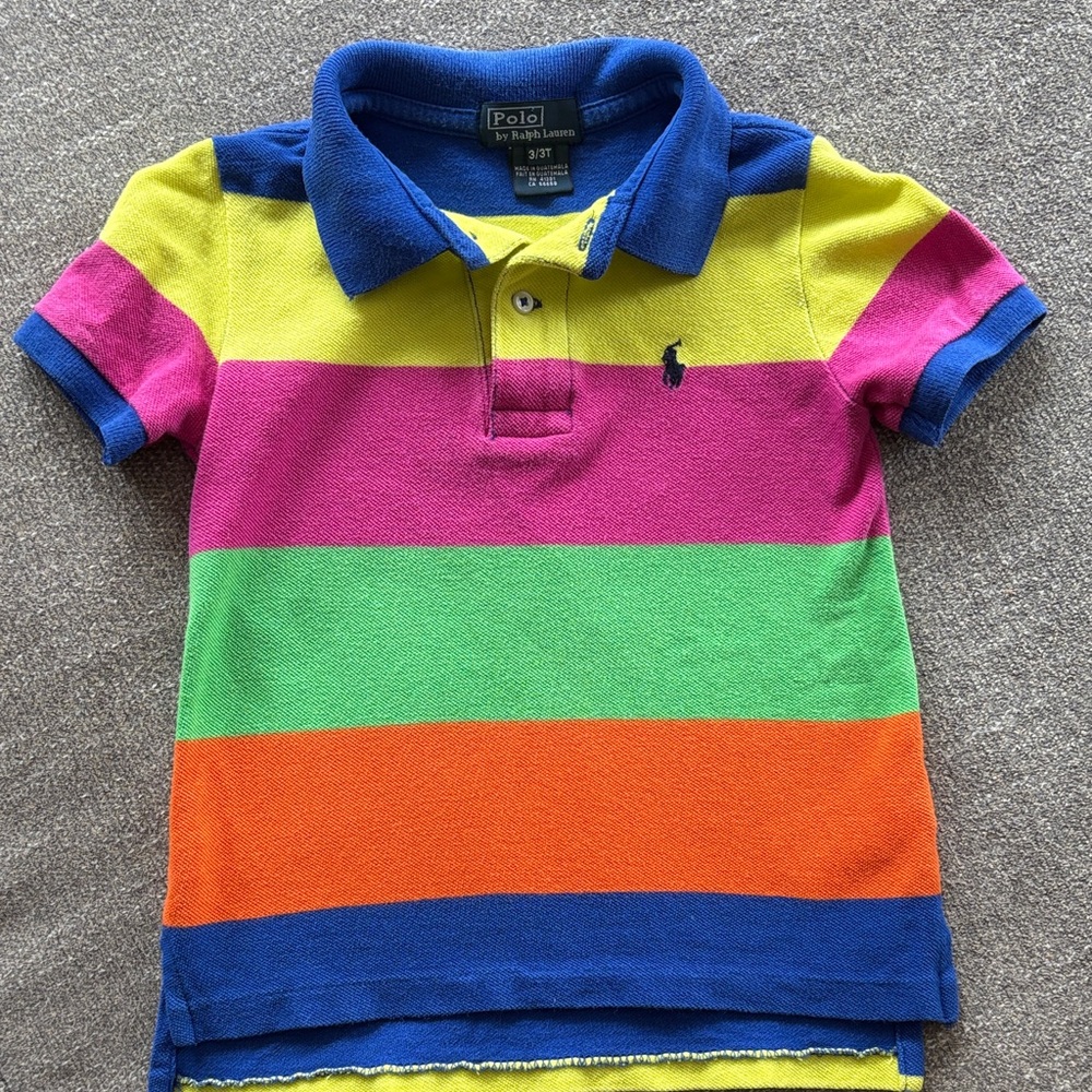 POLO RALPH LAUREN Little Boys Vintage Rainbow Striped Polo Shirt Size 3T 3 years